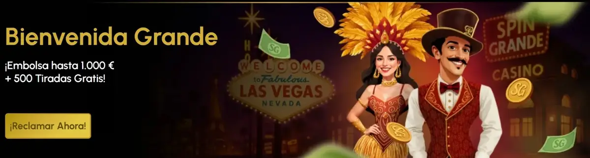 Bono de bienvenida SpinGrande Casino con 100% hasta 500€